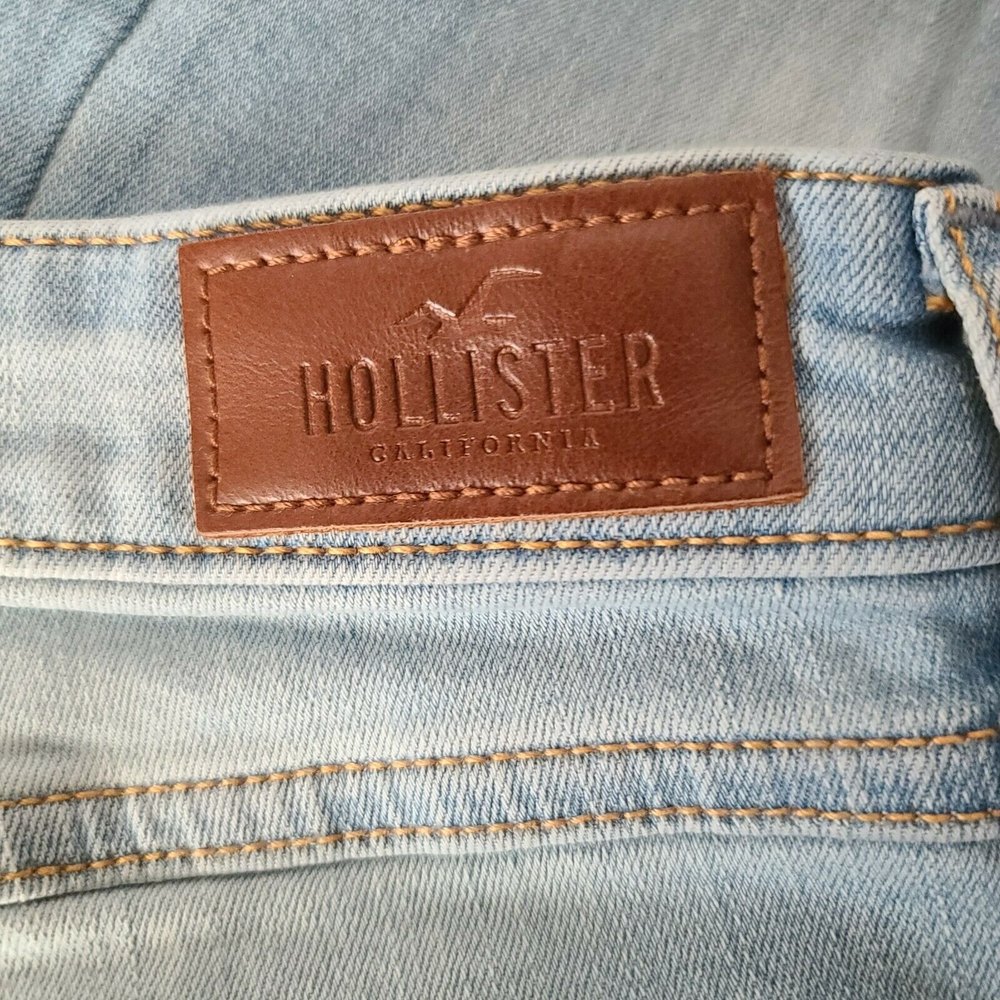 Hollister California Womens Jeans Light Wash Size 25 Raw Hem Skinny Side Stripe - Picture 6 of 6
